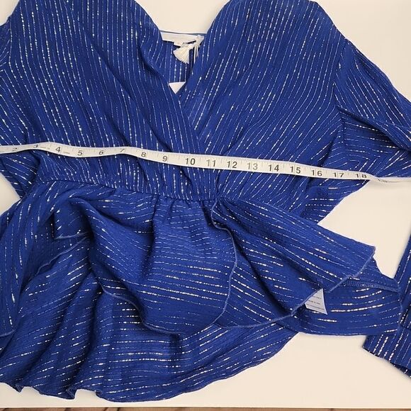 Corey Lynn Calter Amari Top Size Small Royal Blue With Gold Accent High Low - Picture 8 of 14